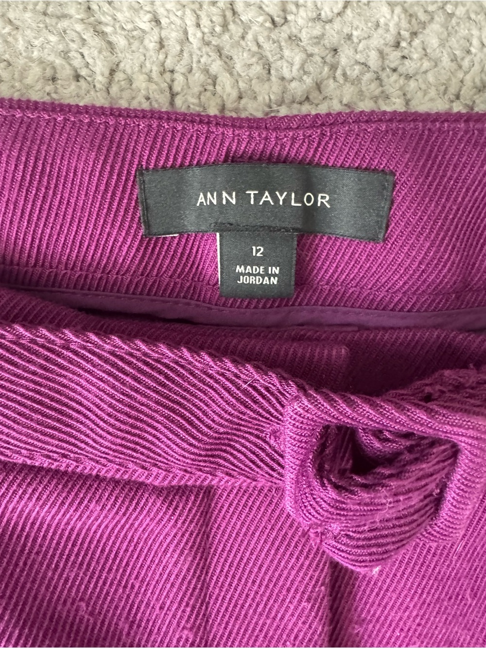 Ann Taylor Women's Plum Wide-Leg Belted Trousers - Picture 3 of 4